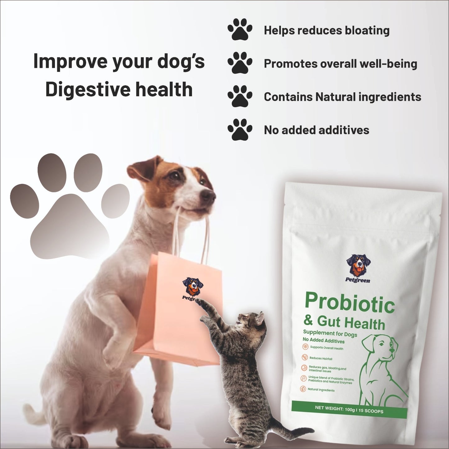 Petgreen Gut Health Combo – Probiotic Powder + Supplement Syrup